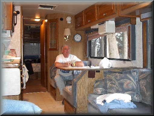 Dad sitting in the motor home